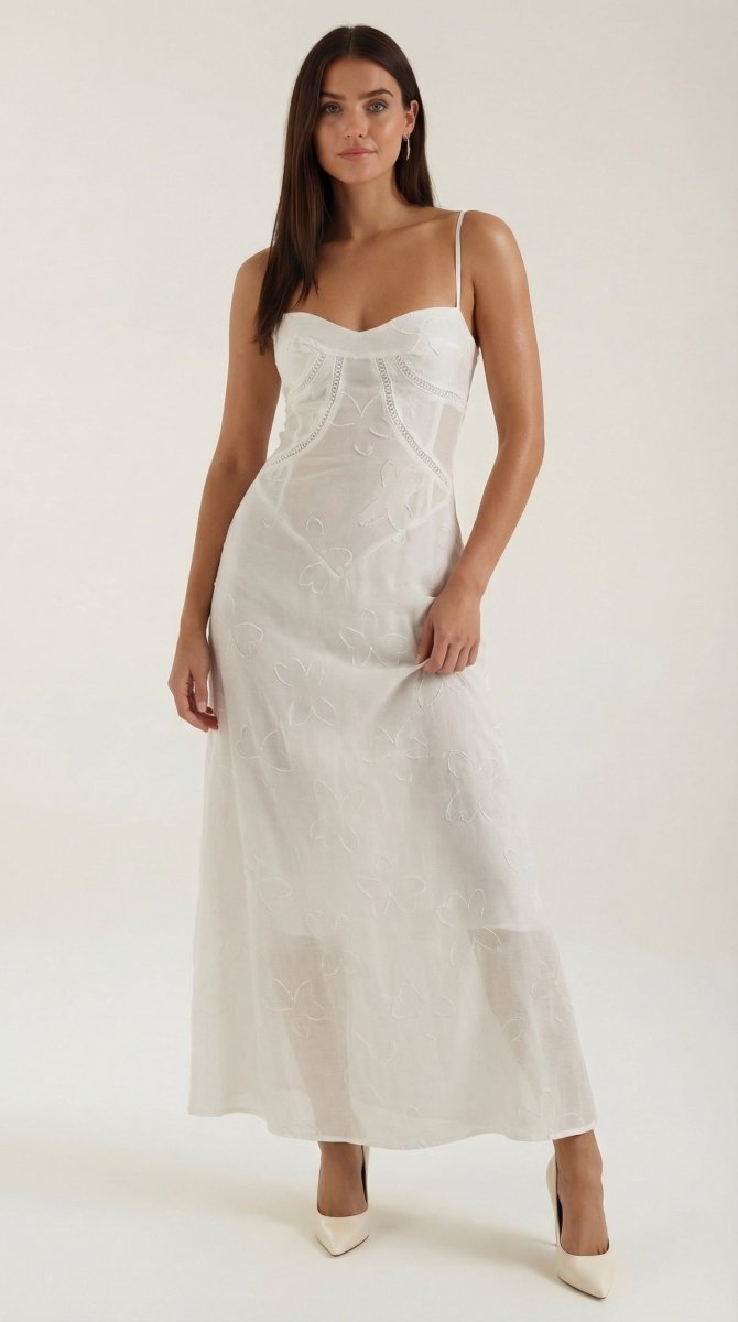 Women's Lace Maxi Dress – Delicate Lace & Tiered Skirt – Teehit
