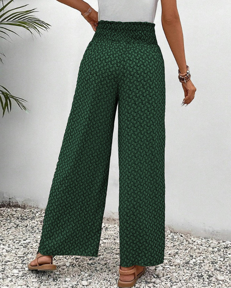 Manda Bay | Women’s Smocked Waist Palazzo Trousers