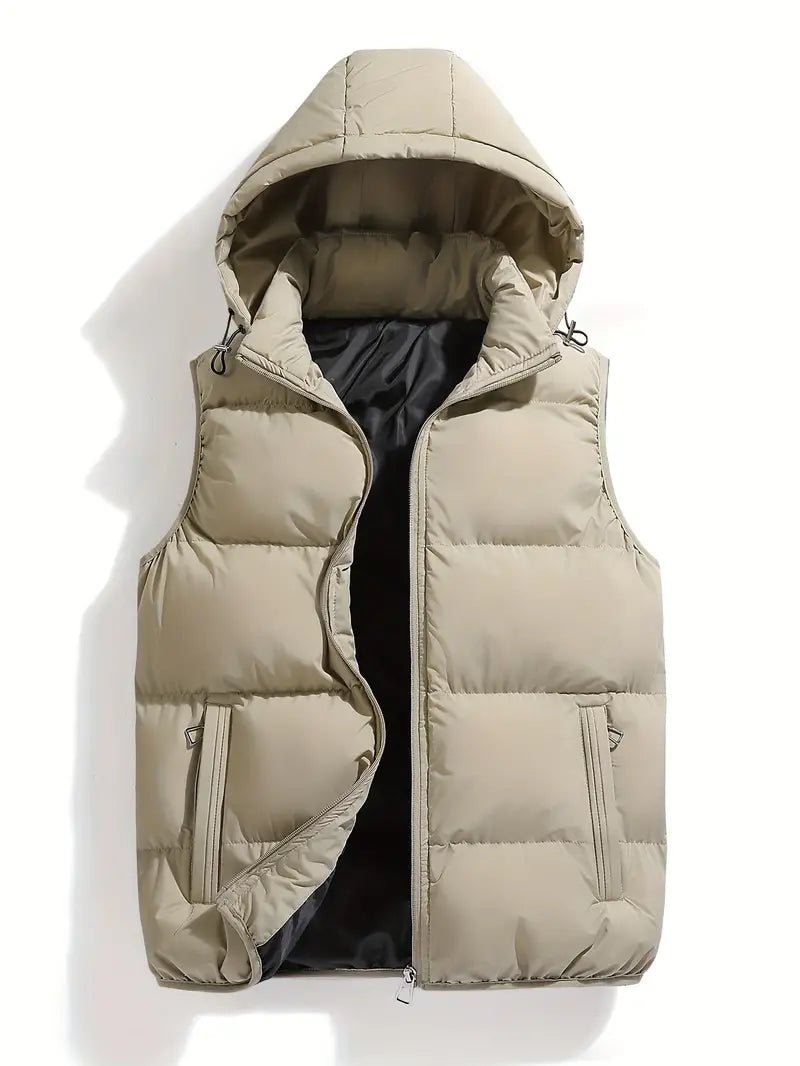 Isaac | Lightweight Body Warmer Men’s Winter Quilted Vest with Hood Beige