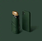Mini Travel Umbrella – Ultra Compact Pocket Umbrella, 7.5 in Folded, Windproof, 8 Colors Green