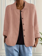 Dôre | Women’s Casual Button Front Lightweight Jacket Pink