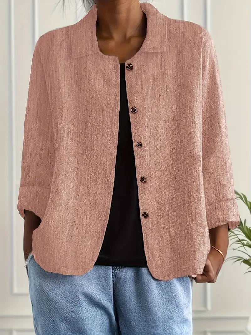 Dôre | Women’s Casual Button Front Lightweight Jacket Pink