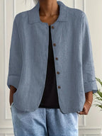 Dôre | Women’s Casual Button Front Lightweight Jacket Blue