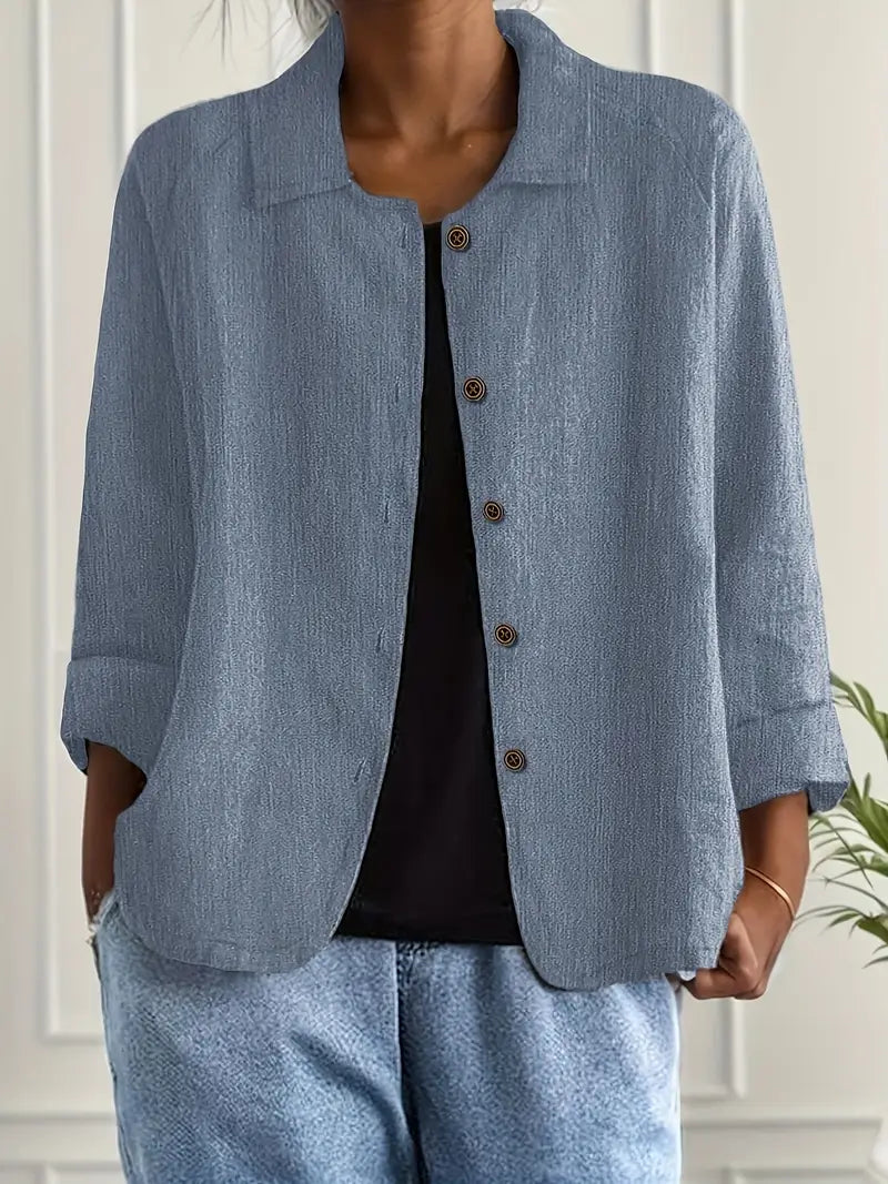 Dôre | Women’s Casual Button Front Lightweight Jacket Blue