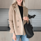Damaris | Women's Coat | Structured Lapel Design Beige