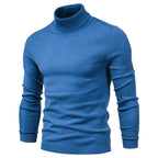 Admire | Men's Mock Neck Turtleneck Sweater - Soft Knit Pullover Bright Blue