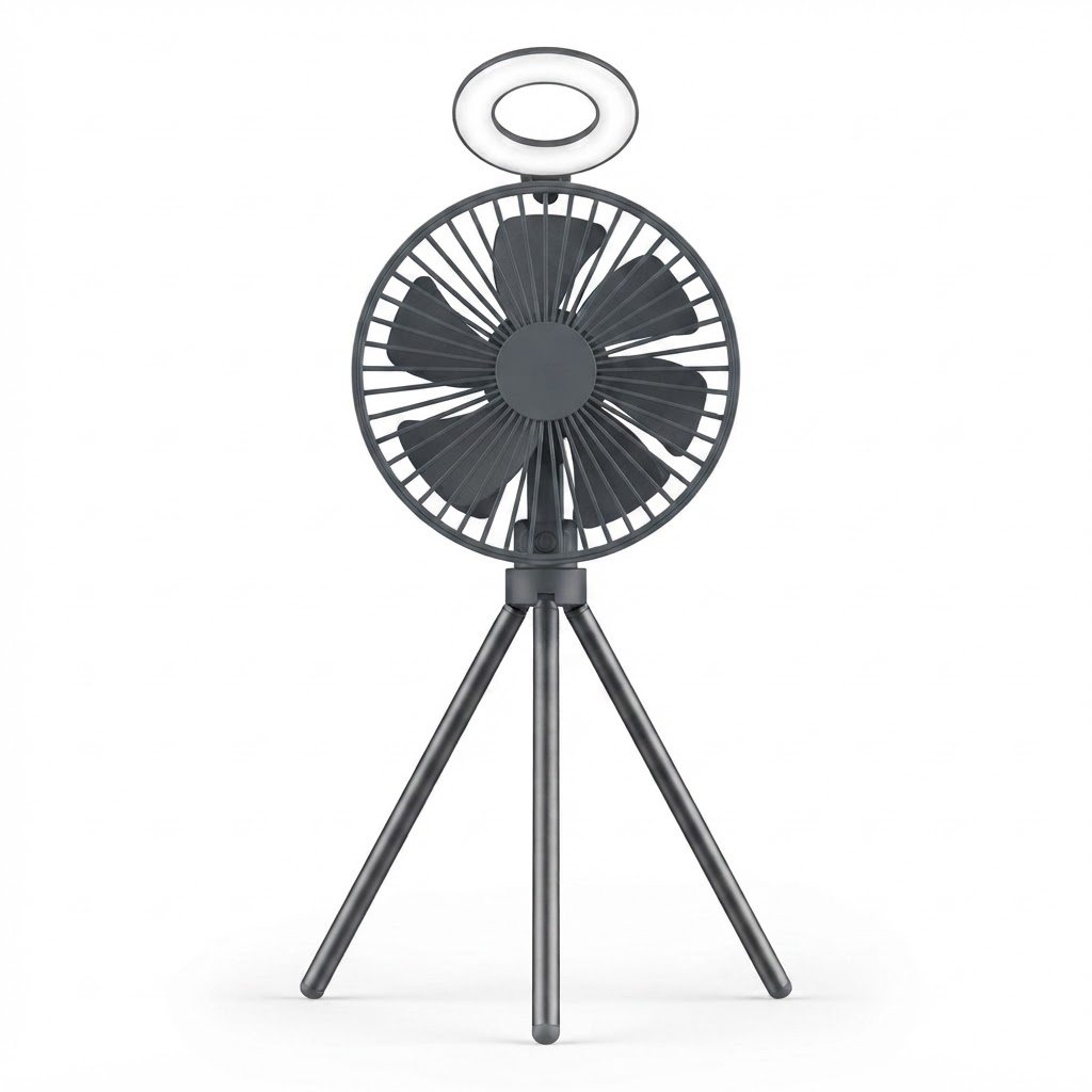 10000mAh Camping Fan – Rechargeable Portable Tripod Fan with LED Ring Light, Power Bank & Air Circulator for Tent, Desk & Outdoor 0