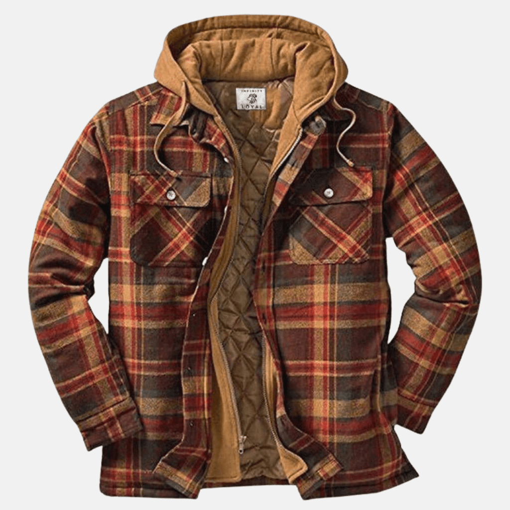 Calico | Men's Jacket | Plaid Hooded Shirt Brown