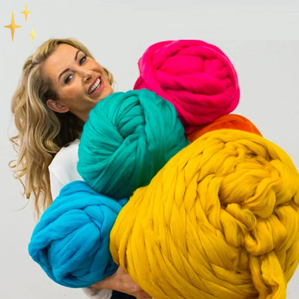 DIY Chunky XL Wool Yarn 1000g (2.2 lb) – Super Bulky Arm Knitting Yarn for Chunky Knit Blankets & Cushions – LuxeWool