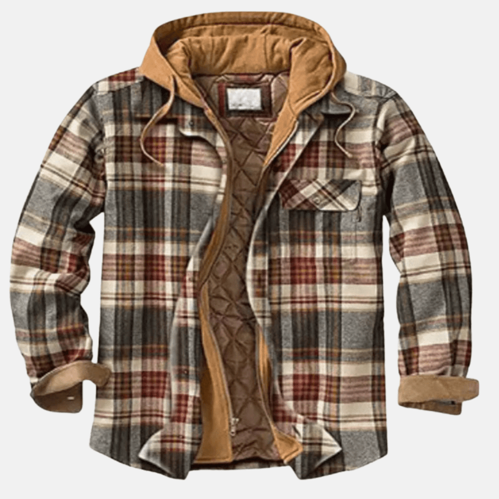 Calico | Men's Jacket | Plaid Hooded Shirt Khaki