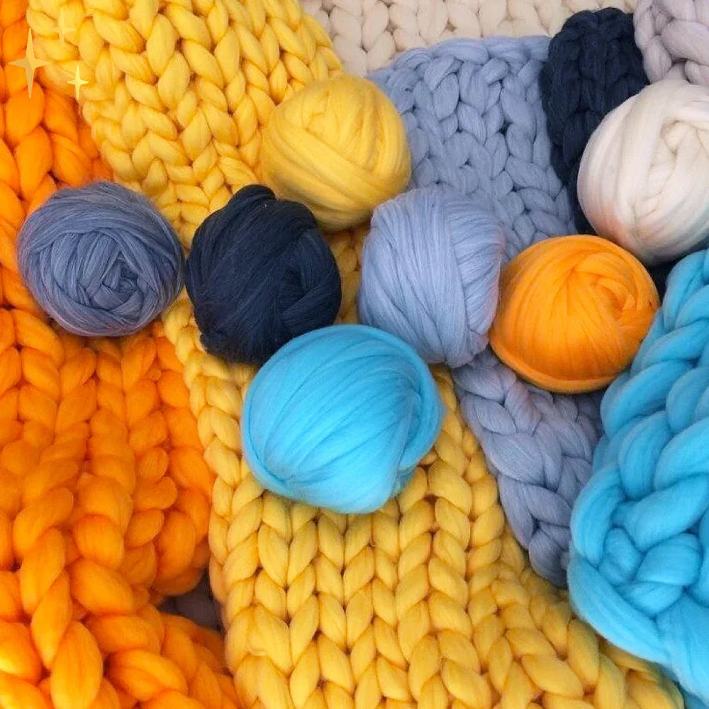 DIY Chunky XL Wool Yarn 1000g (2.2 lb) – Super Bulky Arm Knitting Yarn for Chunky Knit Blankets & Cushions – LuxeWool