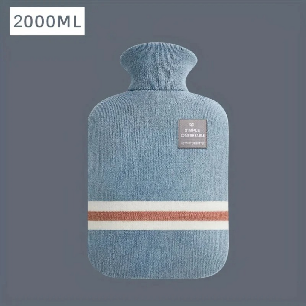 Hot Water Bottle with Knit Cover, 34 oz – Soft Warmth for Cold Winter Nights, 5 Colors