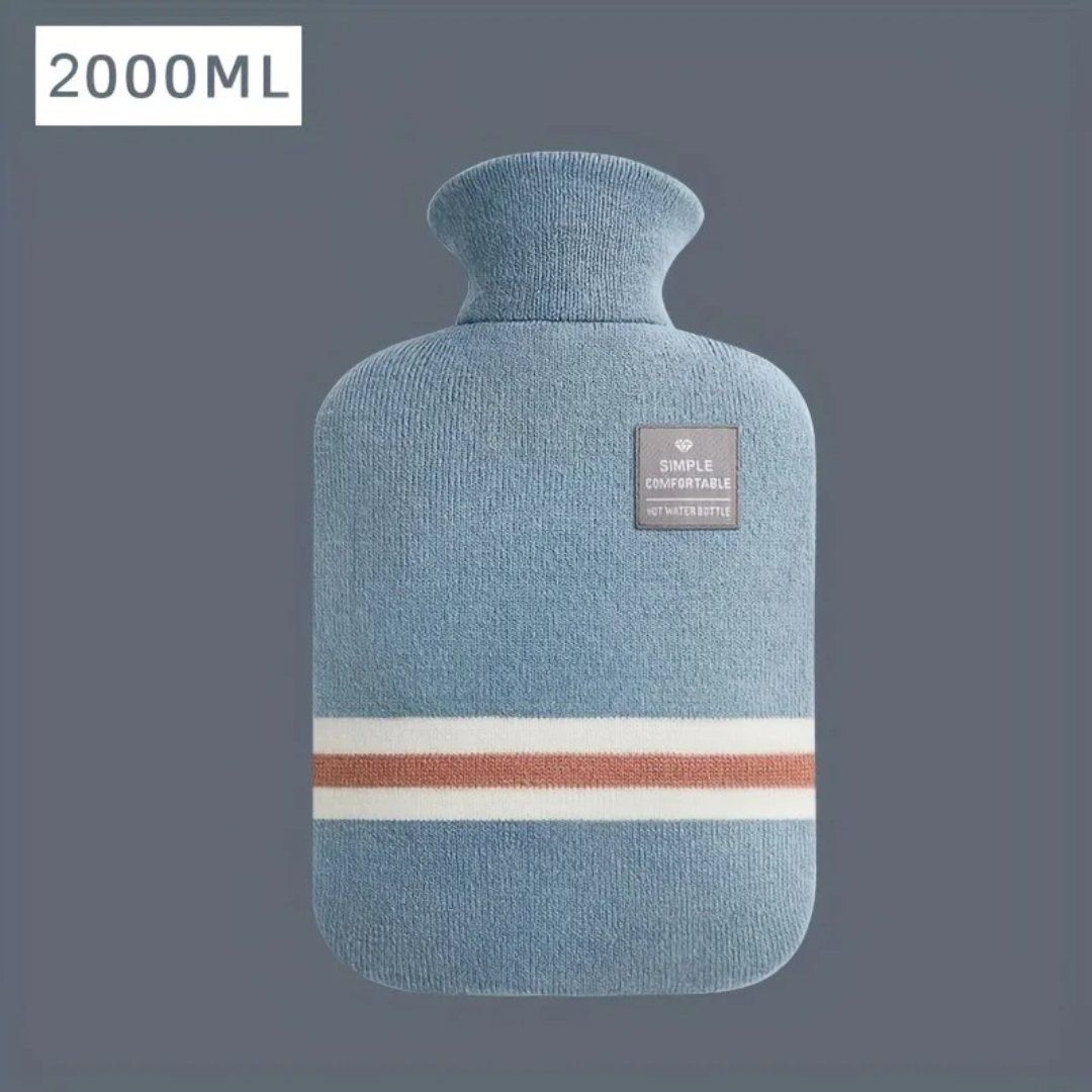 Hot Water Bottle with Knit Cover, 34 oz – Soft Warmth for Cold Winter Nights, 5 Colors