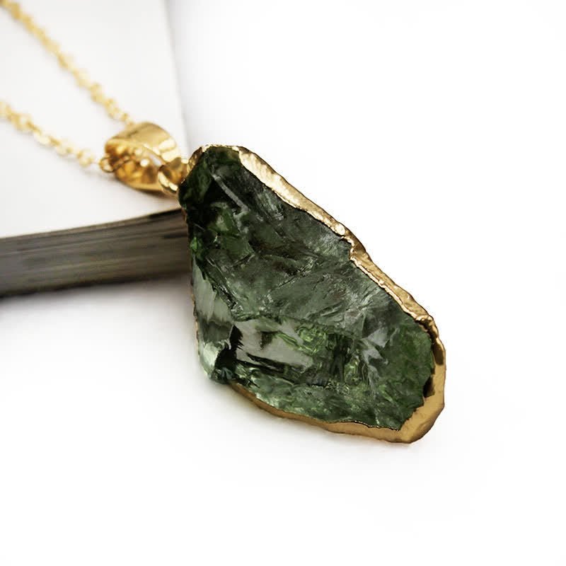 Fine Moldavite Necklace – Green Moldavite Pendant, Handmade with Adjustable Chain – Zahara Lyra