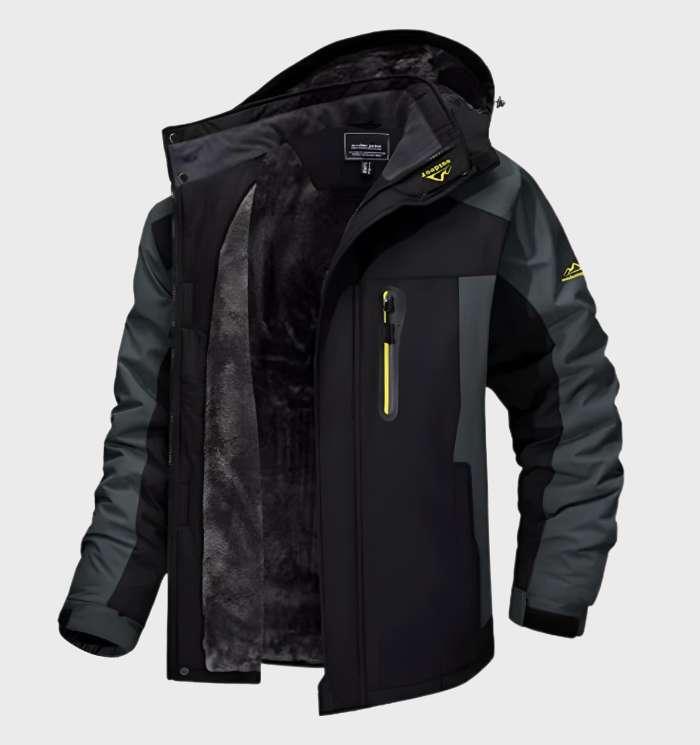 Ranches | Warm and Waterproof Men’s Fleece Jacket with Hood Schwarz