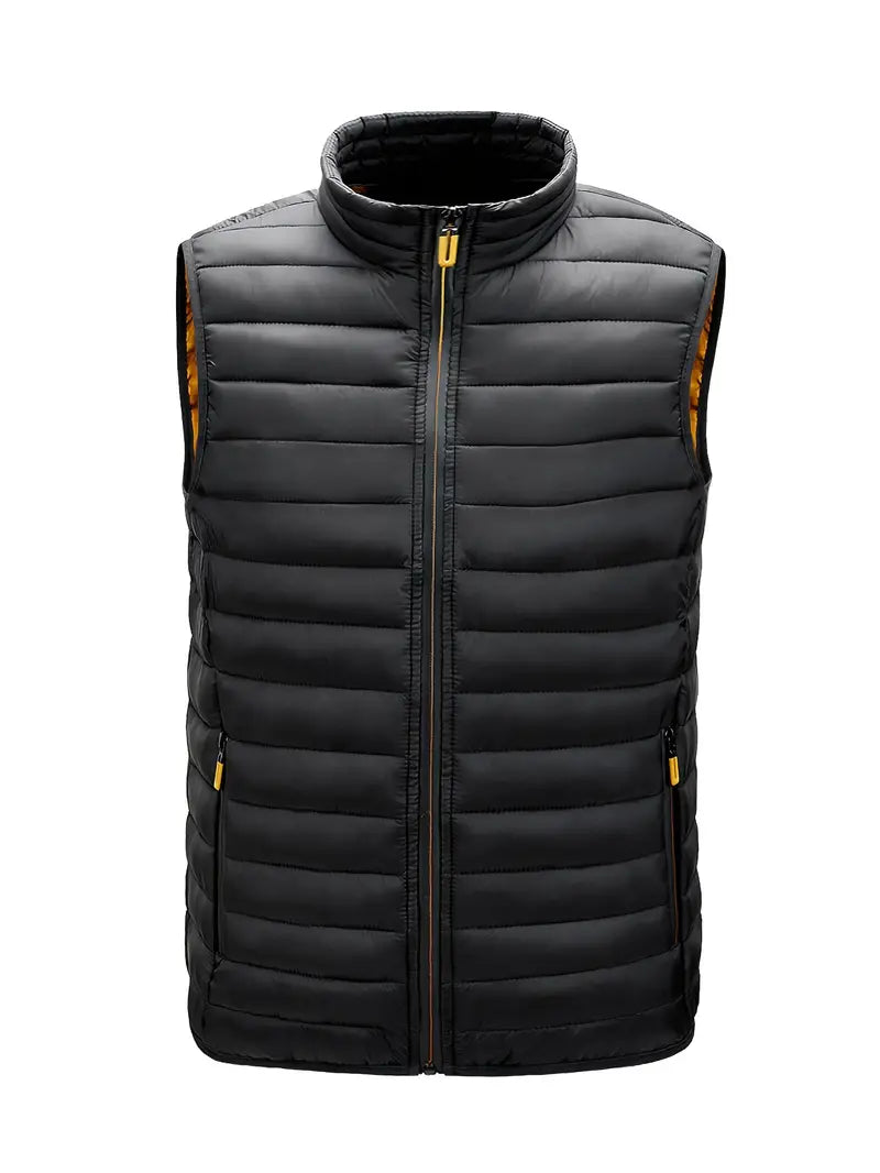 Miles | Lightweight Bodywarmer Stand Collar Men’s Quilted Vest Black