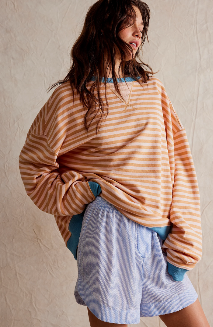 Mechi | Striped Oversized Sweater Orange
