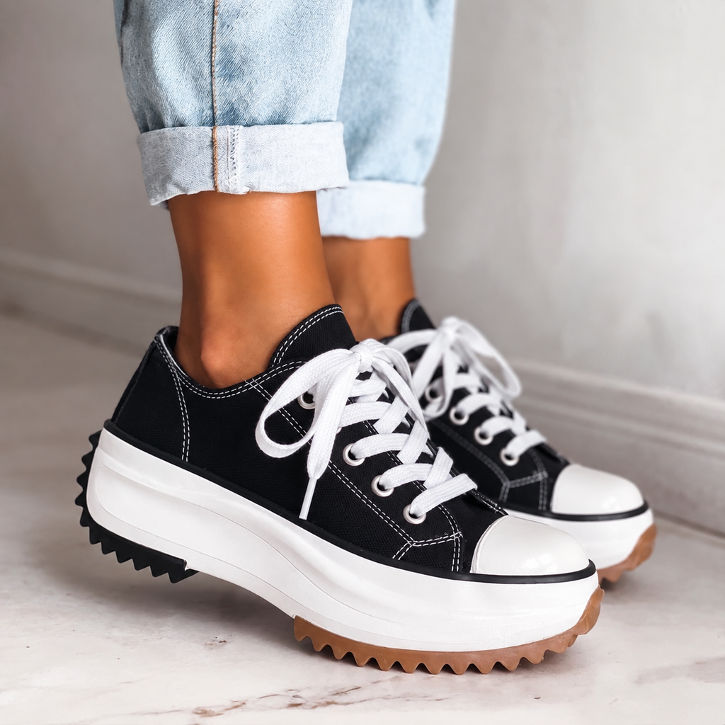 Women's Comfort Sneakers with Arch Support – Cushioned Everyday Sneakers with Heel Support, 3 Colors, EU 35–43 – Parsha Black