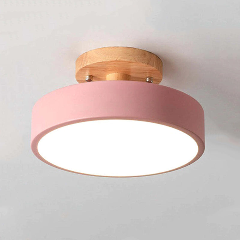 Modern LED Ceiling Lamp – Wood & Acrylic Flush Mount Ceiling Light for Bedroom, Dining & Living Room, 5 Colors – LunaLux