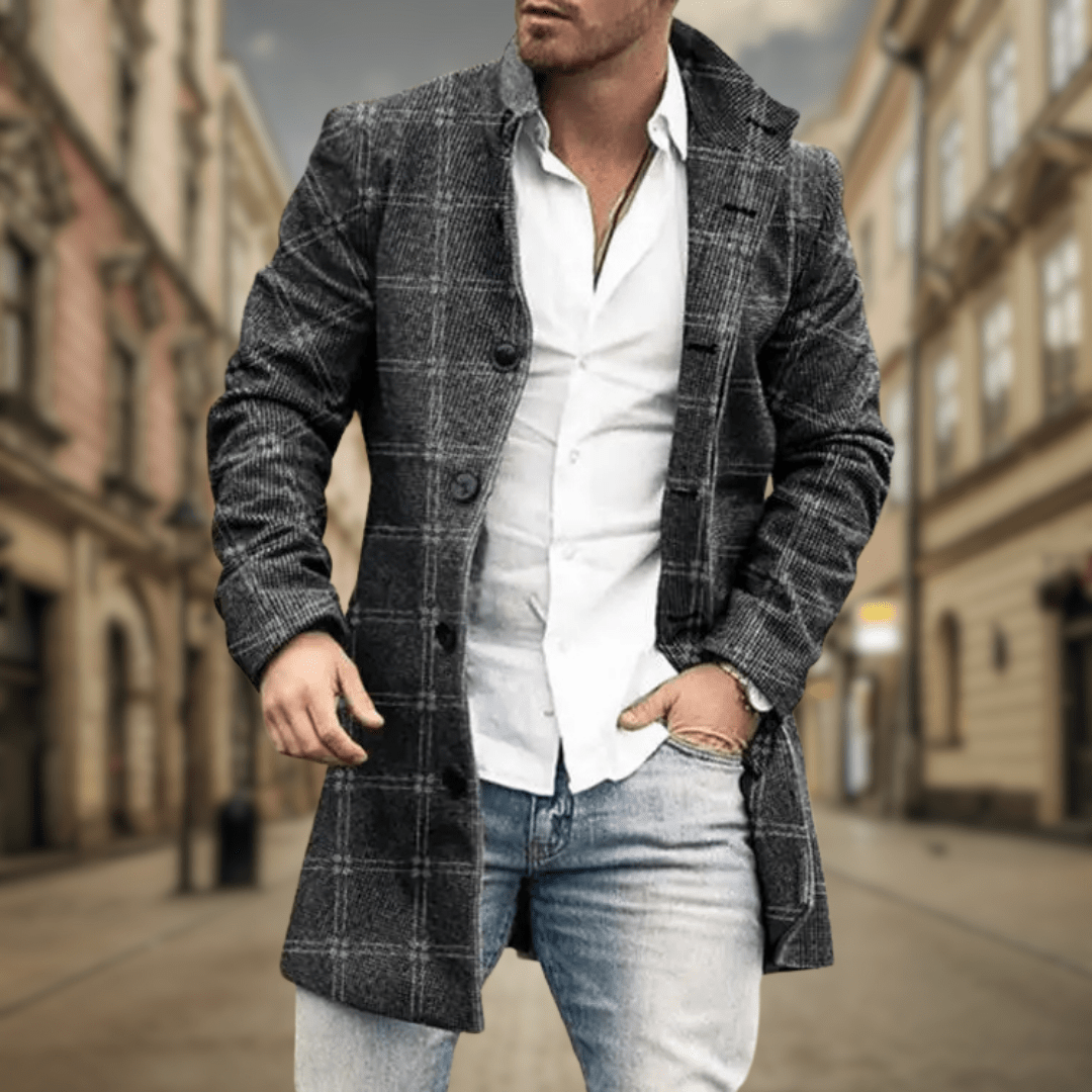 Hermosa | Men's Winter Coat | Button-Up Front with Pockets Dark Gray