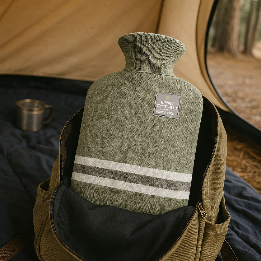 Hot Water Bottle with Knit Cover, 34 oz – Soft Warmth for Cold Winter Nights, 5 Colors Green