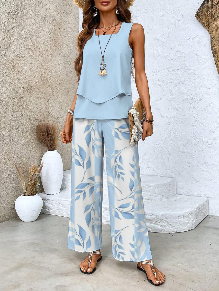 Zahara | Women’s Two-Piece Set with Matching Top and Pants Blue