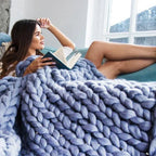DIY Chunky XL Wool Yarn 1000g (2.2 lb) – Super Bulky Arm Knitting Yarn for Chunky Knit Blankets & Cushions – LuxeWool Soft Blue 1000g