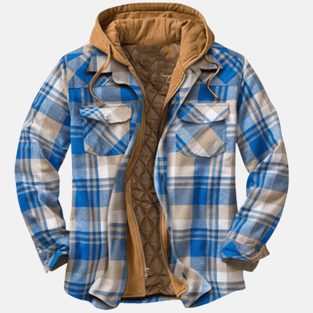 Calico | Men's Jacket | Plaid Hooded Shirt Light Blue