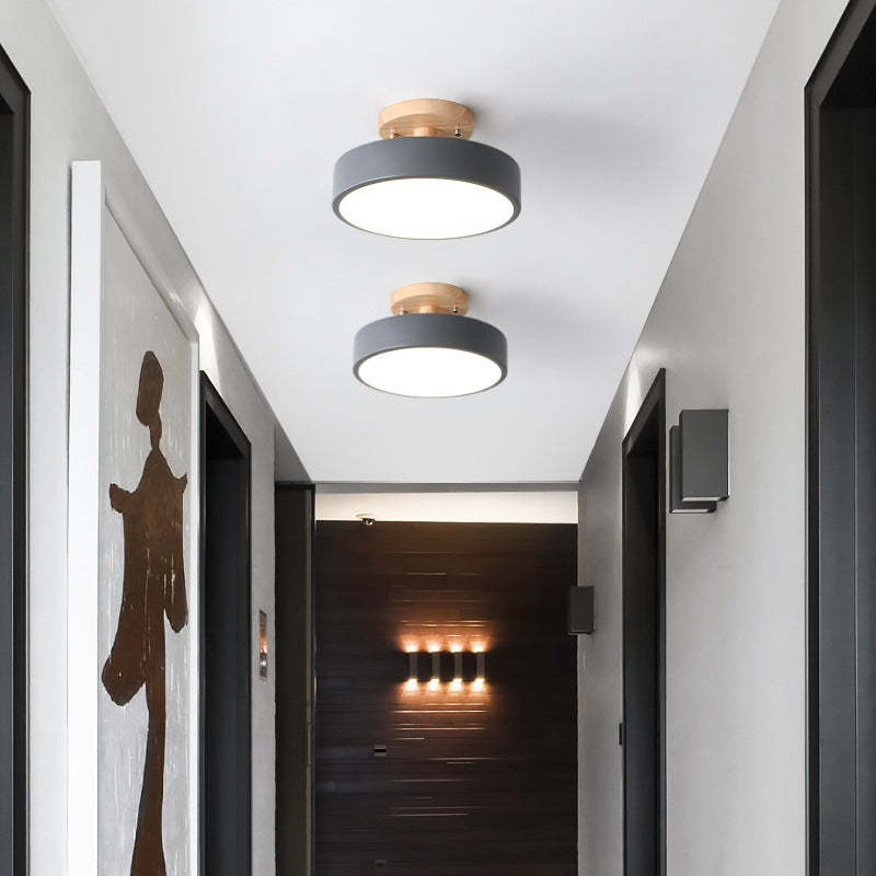 Modern LED Ceiling Lamp – Wood & Acrylic Flush Mount Ceiling Light for Bedroom, Dining & Living Room, 5 Colors – LunaLux