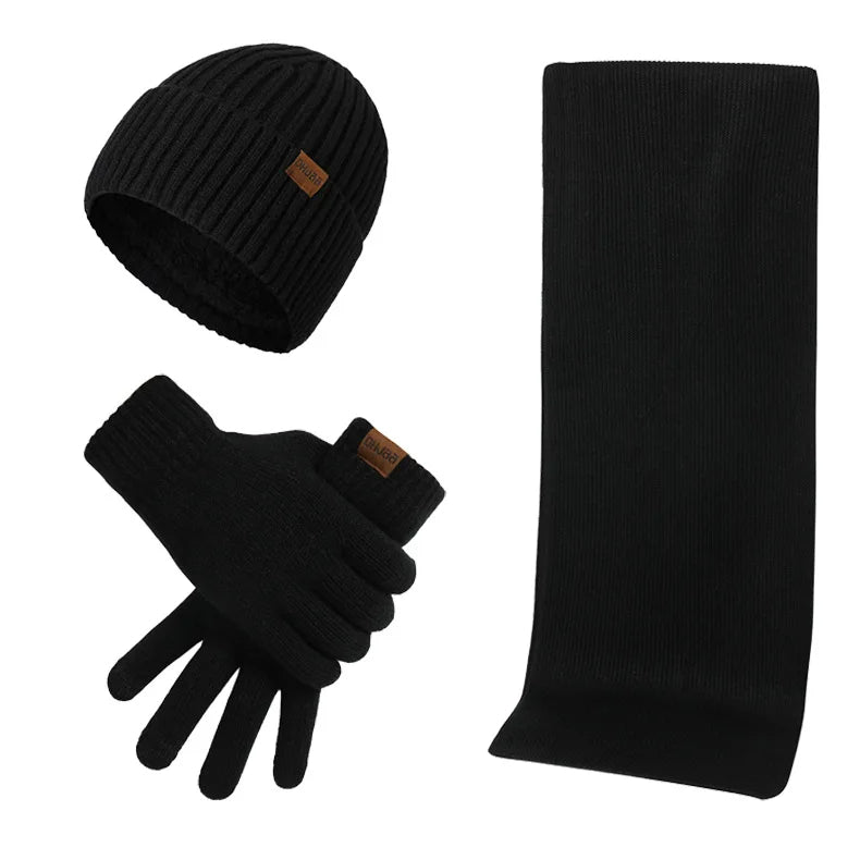 Hommes | Rugged Winter Set | With Rugged Hat, Scarf, and Gloves! Black