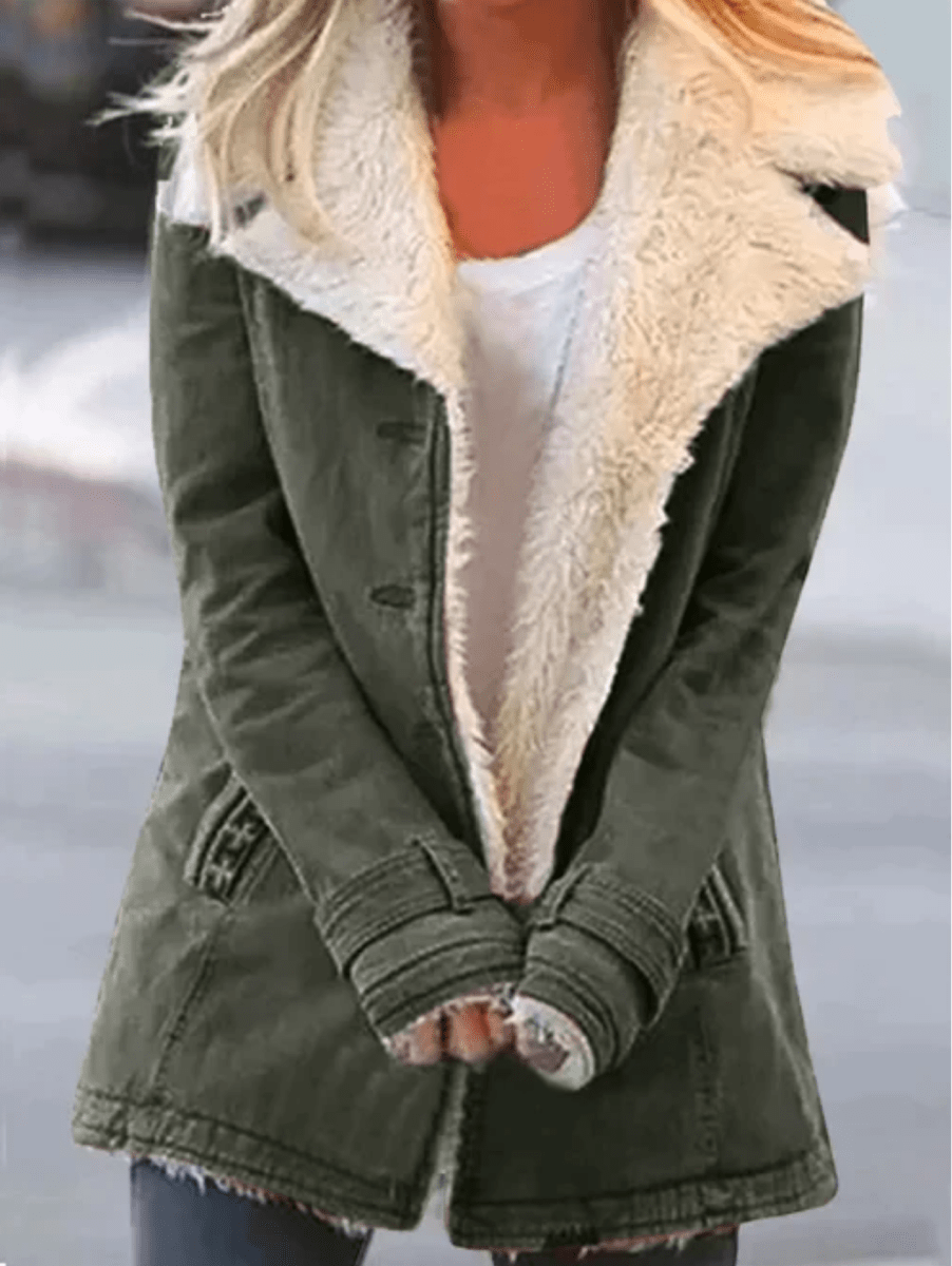 Zahara | Long Winter Coat with Long Sleeves for Women | Ideal for the Cold Season Army Green