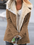 Zahara | Long Winter Coat with Long Sleeves for Women | Ideal for the Cold Season Khaki