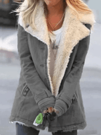 Zahara | Long Winter Coat with Long Sleeves for Women | Ideal for the Cold Season Grey