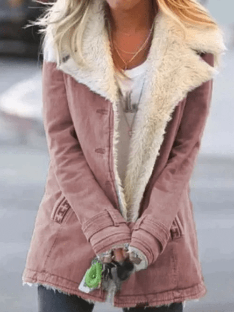 Zahara | Long Winter Coat with Long Sleeves for Women | Ideal for the Cold Season Pink