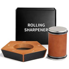 Rolling Knife Sharpener with Diamond Stones 400/1000 Grit – Magnetic Angle Guide & Wooden Base – for Chef, Damascus & Japanese Knives