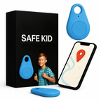Kids GPS Tracker Waterproof with SOS Button – Small GPS Tracking Device for Children, Lightweight, with Carry Pouch & App, 5 Colors Blue