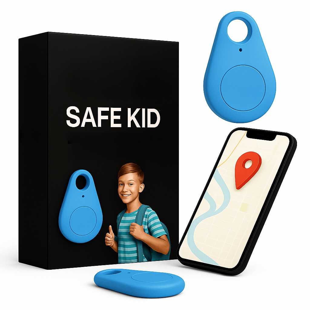 Kids GPS Tracker Waterproof with SOS Button – Small GPS Tracking Device for Children, Lightweight, with Carry Pouch & App, 5 Colors Blue