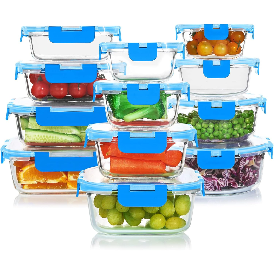 24-Piece Airtight Glass Food Storage Set - PurePreserve-Grey-State of Style