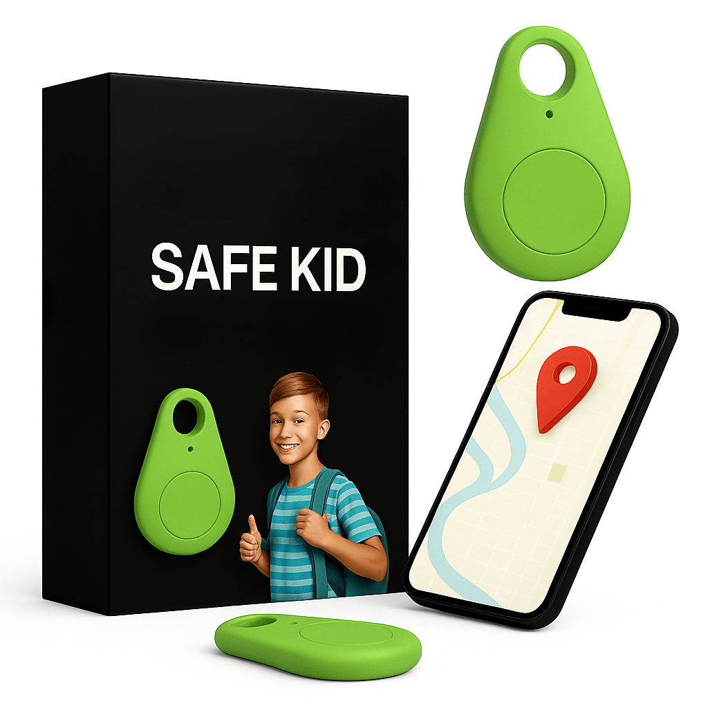 Kids GPS Tracker Waterproof with SOS Button – Small GPS Tracking Device for Children, Lightweight, with Carry Pouch & App, 5 Colors Green