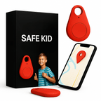Kids GPS Tracker Waterproof with SOS Button – Small GPS Tracking Device for Children, Lightweight, with Carry Pouch & App, 5 Colors Red