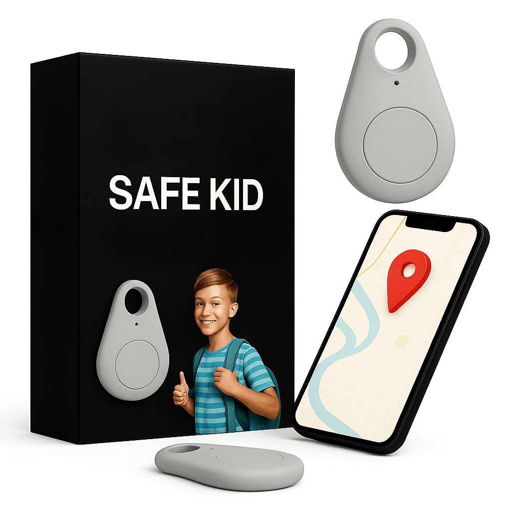 Kids GPS Tracker Waterproof with SOS Button – Small GPS Tracking Device for Children, Lightweight, with Carry Pouch & App, 5 Colors Silver