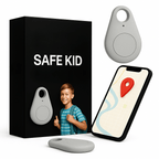 Kids GPS Tracker Waterproof with SOS Button – Small GPS Tracking Device for Children, Lightweight, with Carry Pouch & App, 5 Colors Silver