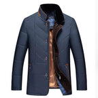 Admire | Men's Winter Jacket | Quilted Front Zipper with Pockets Dark Blue
