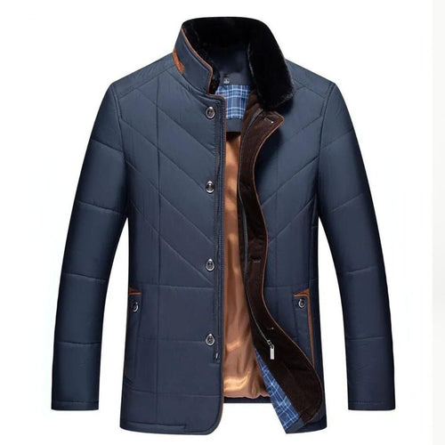 Admire | Men's Winter Jacket | Quilted Front Zipper with Pockets Dark Blue