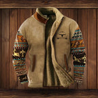 Hommes | Warm Western-Style Jacket – Fleece Lining & Ethnic Patterns for Winter Comfort Light Brown