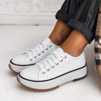 Women's Comfort Sneakers with Arch Support – Cushioned Everyday Sneakers with Heel Support, 3 Colors, EU 35–43 – Parsha White