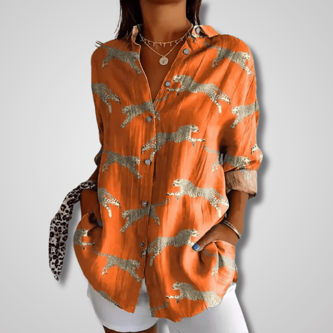 Pamelo | Women’s Blouse | Vintage Button Down Orange