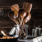 Natural Wooden Kitchen Set – Rustic Wooden Cooking Utensils, Set of 4 or 7 Pieces – RustiCook