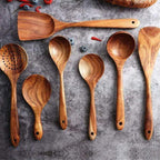 Natural Wooden Kitchen Set – Rustic Wooden Cooking Utensils, Set of 4 or 7 Pieces – RustiCook