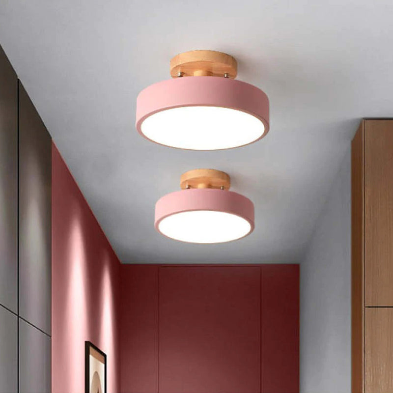 Modern LED Ceiling Lamp – Wood & Acrylic Flush Mount Ceiling Light for Bedroom, Dining & Living Room, 5 Colors – LunaLux